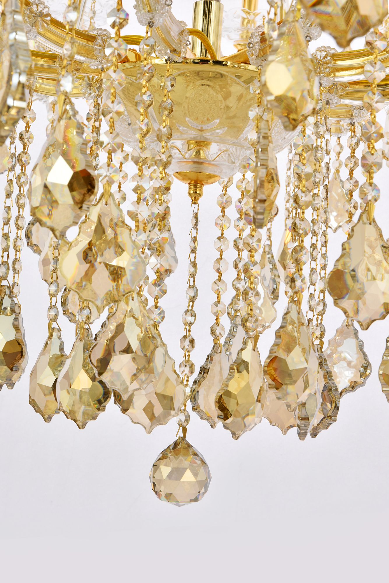 Maria Theresa 41 Lt Gold Chandelier Golden Teak