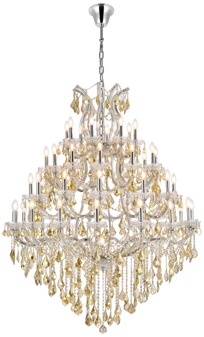 Maria Theresa 49 Lt Chrome Chandelier Golden Teak