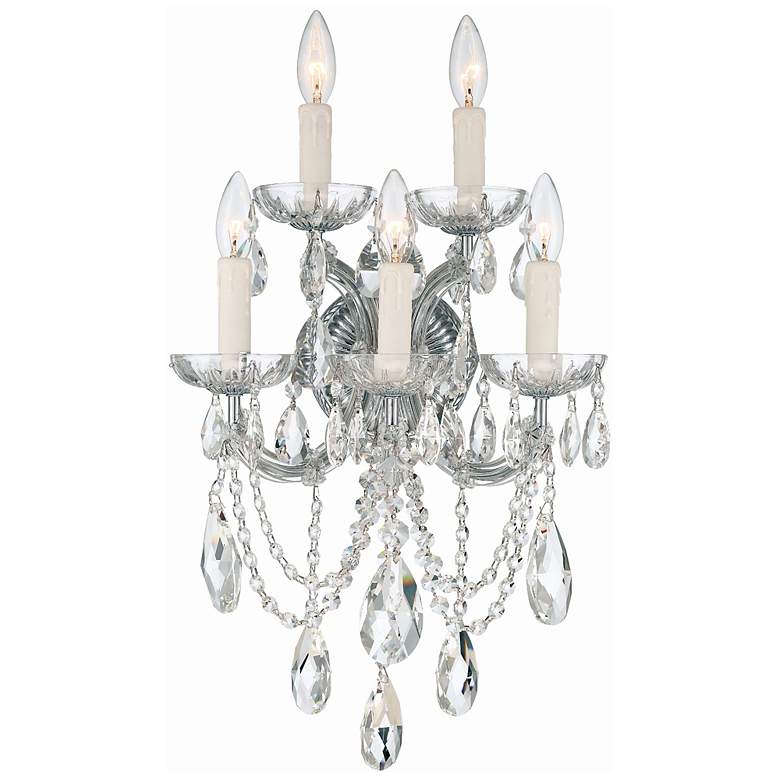 Image 1 Maria Theresa 5 Light Clear Crystal Chrome Sconce