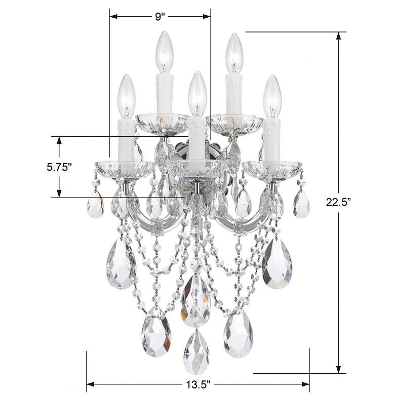 Image 5 Maria Theresa 5 Light Clear Crystal Chrome Sconce more views