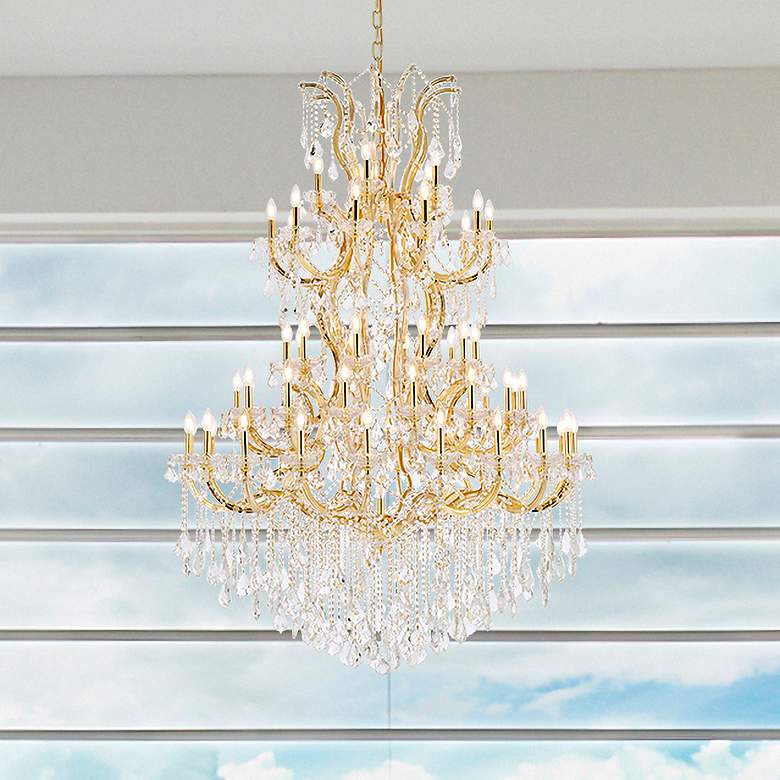 Image 1 Maria Theresa 54" Wide Gold and Crystal 61-Light Chandelier