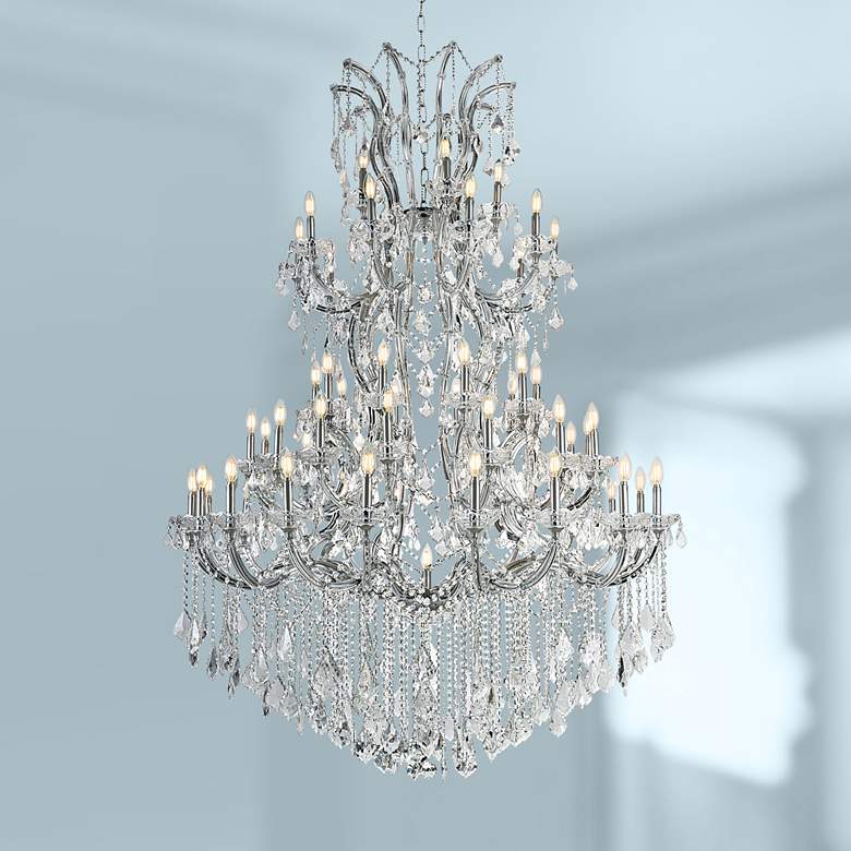 Image 1 Maria Theresa 54"W Chrome and Crystal 61-Light Chandelier