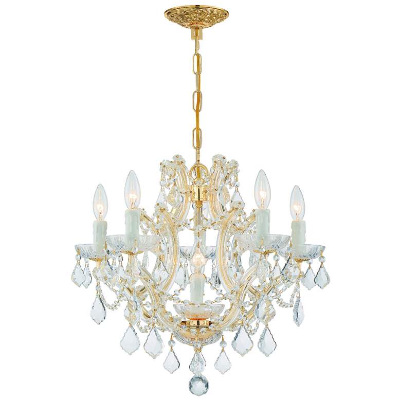 Image 1 Maria Theresa 6 Light Clear Italian Crystal Gold Chandelier