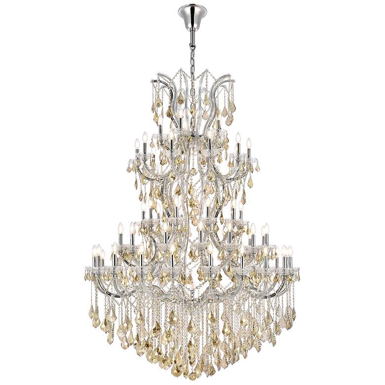 Image 1 Maria Theresa 61 Lt Chrome Chandelier Golden Teak