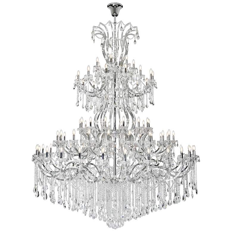 Image 1 Maria Theresa 84 Lt Chrome Chandelier With Clear Tear Drop Crystals Clear