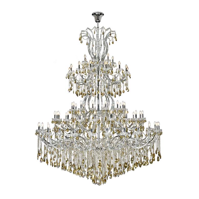 Image 1 Maria Theresa 84 Lt Chrome Chandelier With Golden Teak