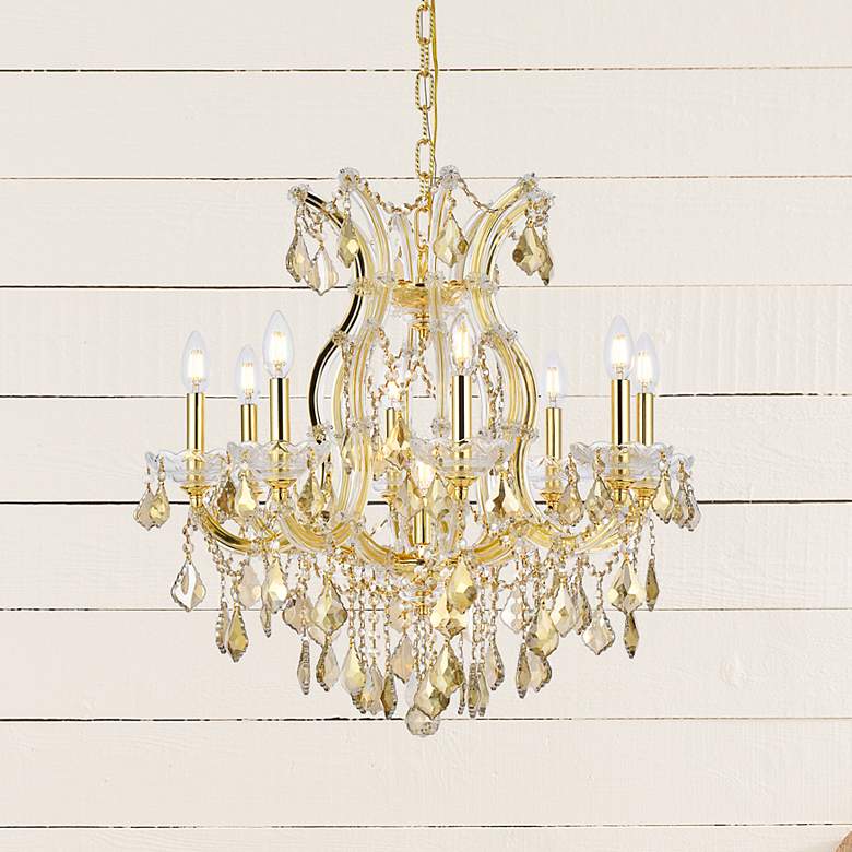 Image 2 Maria Theresa 9 Lt Gold Chandelier Golden Teak