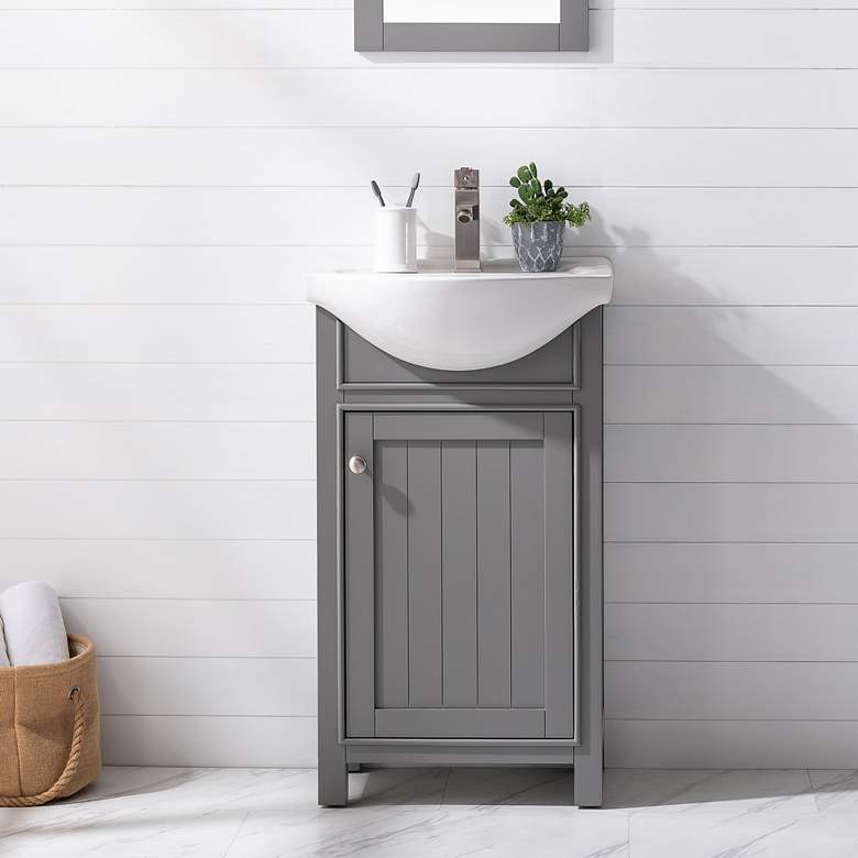 Image 1 Marian 20"W 1-Door Gray Porcelain-Top Single Sink Vanity