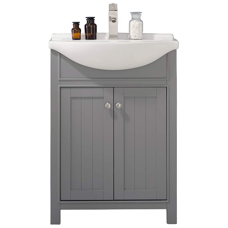 Image 1 Marian 24" Wide 2-Door Porcelain Gray Single Sink Vanity