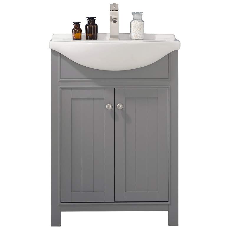 Image 1 Marian 24 inch Wide 2-Door Porcelain Gray Single Sink Vanity