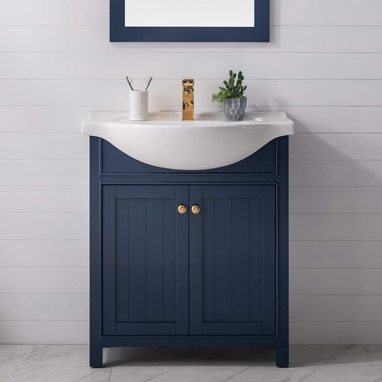 Image 1 Marian 30" Wide 2-Door Blue Porcelain-Top Single Sink Vanity