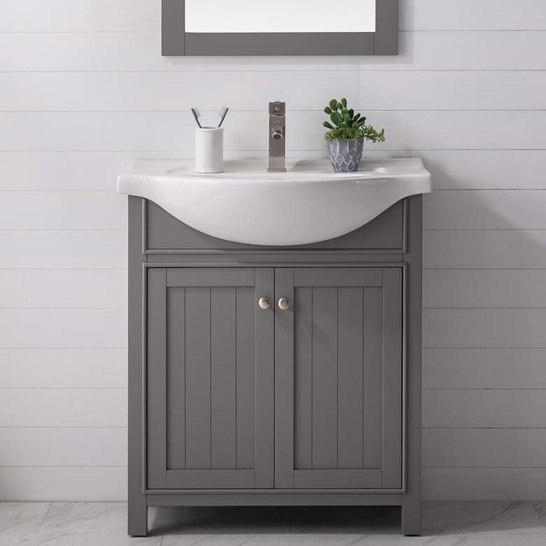 Image 1 Marian 30 inch Wide 2-Door Gray Porcelain-Top Single Sink Vanity