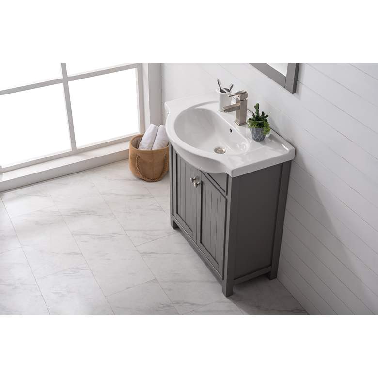 Image 7 Marian 30 inch Wide 2-Door Gray Porcelain-Top Single Sink Vanity more views