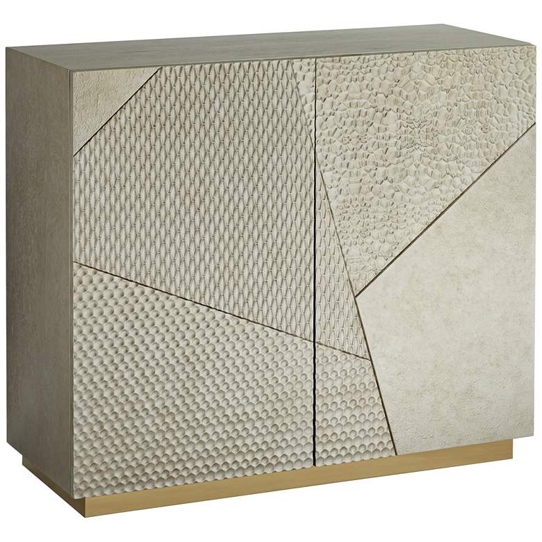 Image 2 Marian 39 1/2" Wide Gold Stainless Steel Asymmetrical 2-Door Cabinet