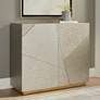 1_Marian 39 1/2" Wide Gold Stainless Steel Asymmetrical 2-Door Cabinet