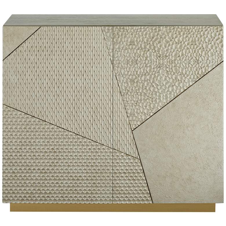 Image 6 Marian 39 1/2" Wide Gold Stainless Steel Asymmetrical 2-Door Cabinet more views