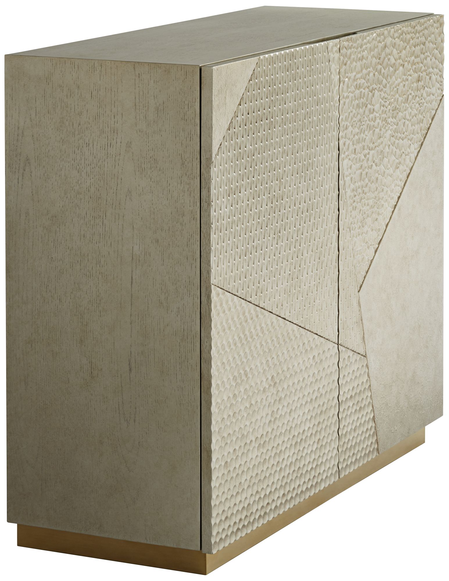 Marian 39 1/2" Wide Gold Stainless Steel Asymmetrical 2-Door Cabinet