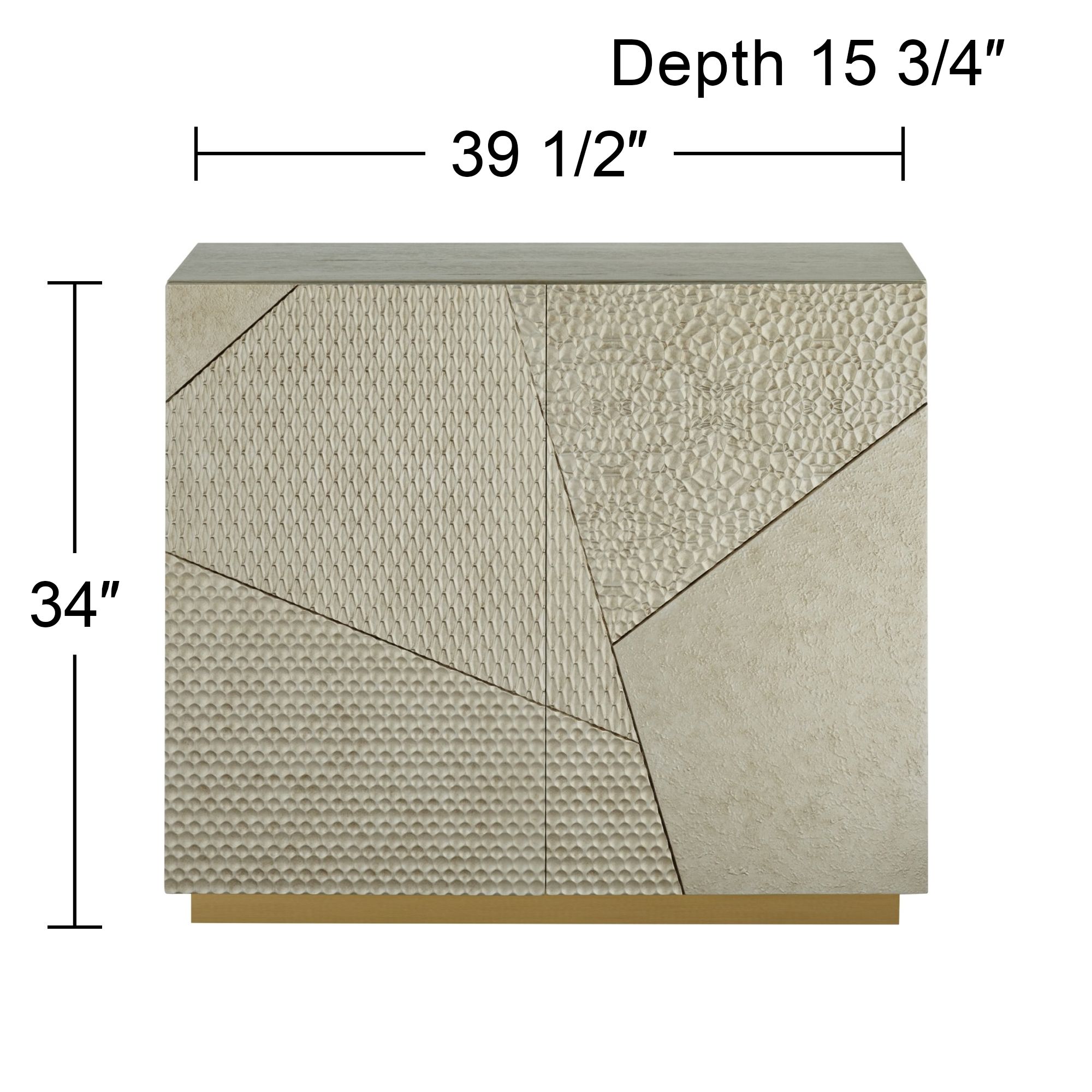 Marian 39 1/2" Wide Gold Stainless Steel Asymmetrical 2-Door Cabinet