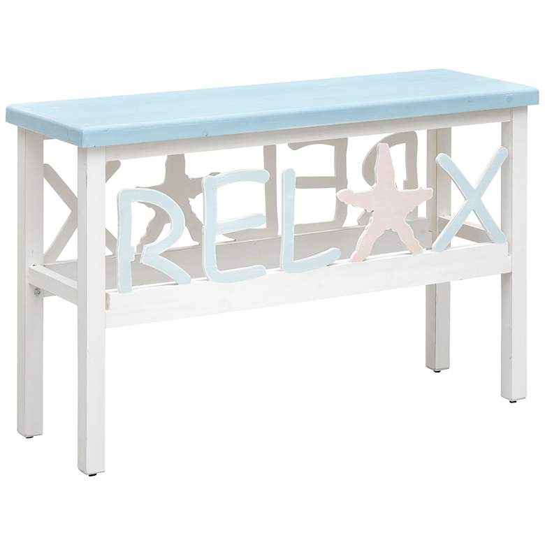 Image 2 Marianna 47" Wide Blue White Wood Rectangular Console Table