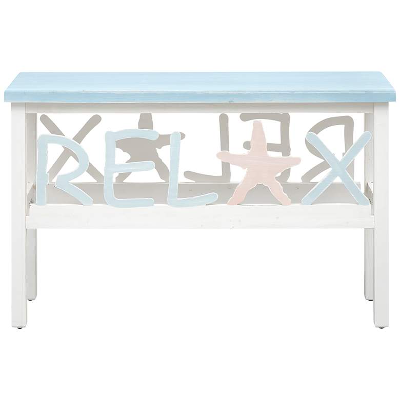 Image 4 Marianna 47" Wide Blue White Wood Rectangular Console Table more views