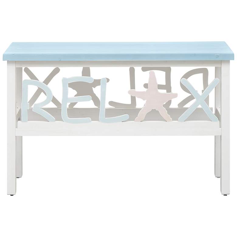 Image 6 Marianna 47" Wide Blue White Wood Rectangular Console Table more views