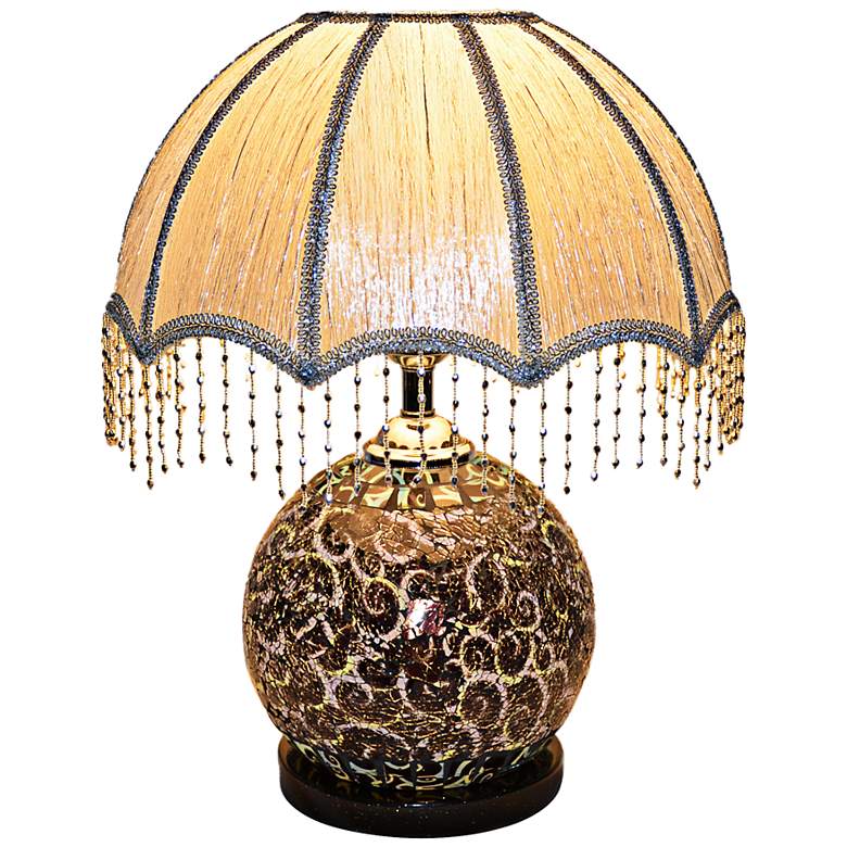 Image 1 Marias Hand-Crafted Blue and Black Glass Table Lamp