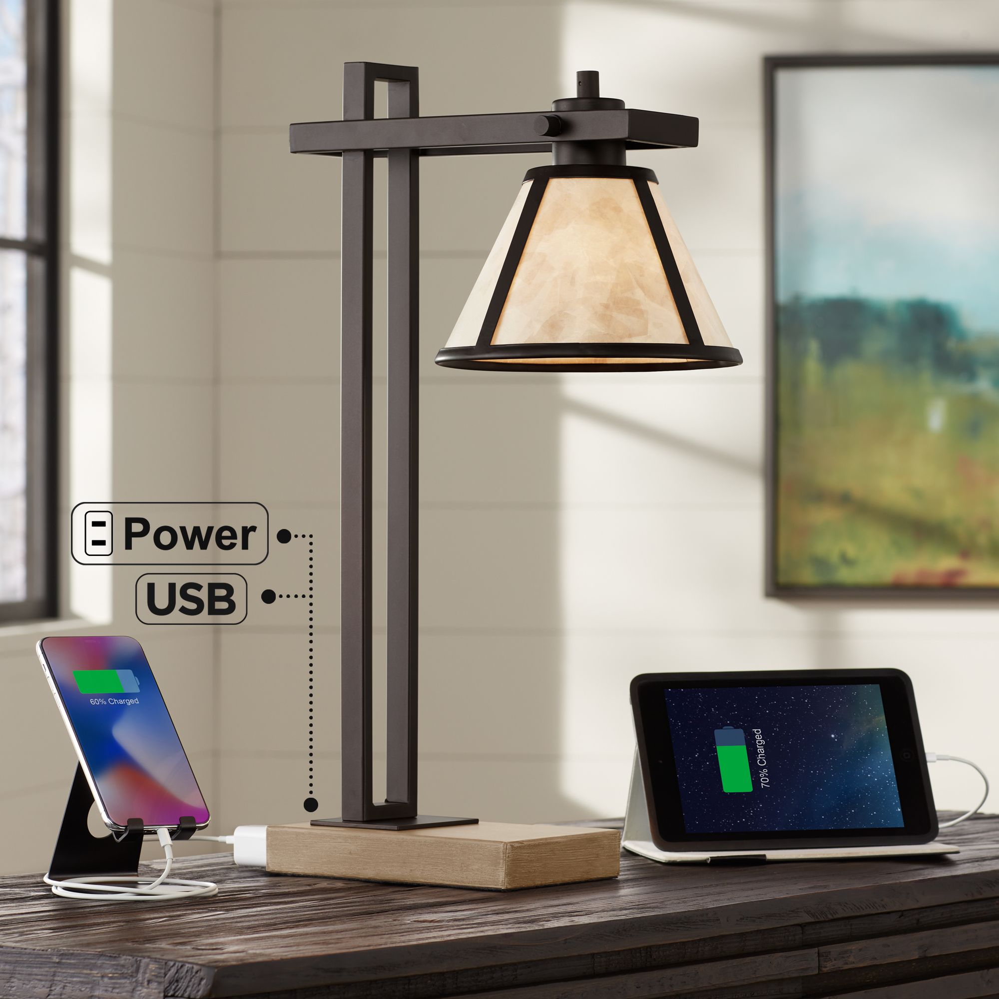 Maricopa 21 1/4" Bronze Outlet and USB Desk Lamp