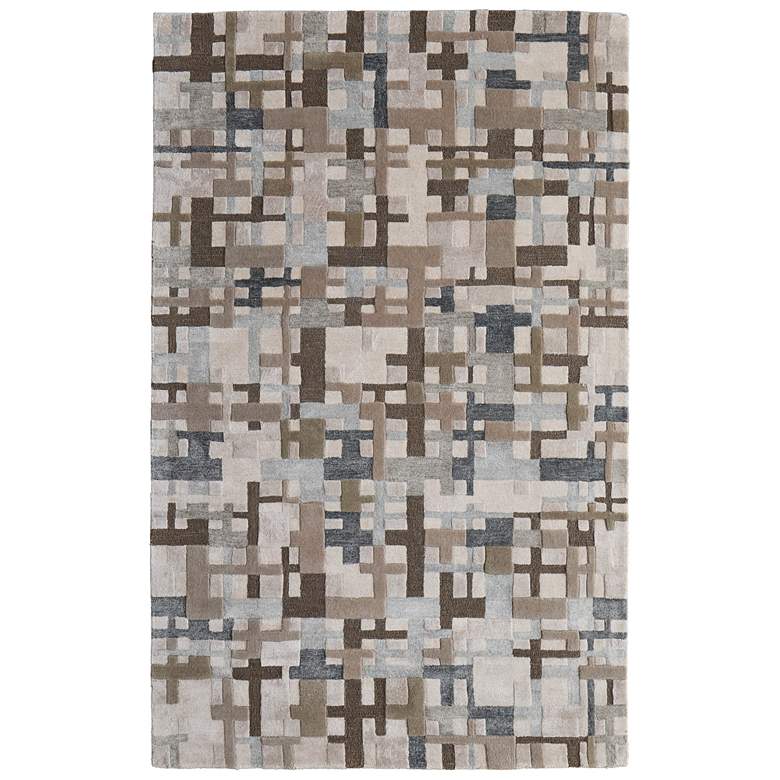 Image 1 Maridian Modern Abstract Hand Tufted Ivory Area Rug 8A73F