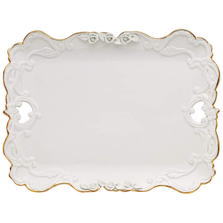 Image 1 Marie Antoinette White Porcelain Gold Trim Large Platter