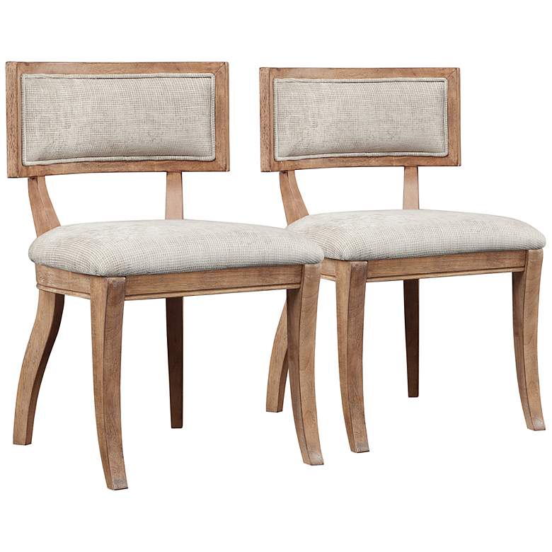 Marie Beige and Light Natural Modern Dining Chairs Set of 2