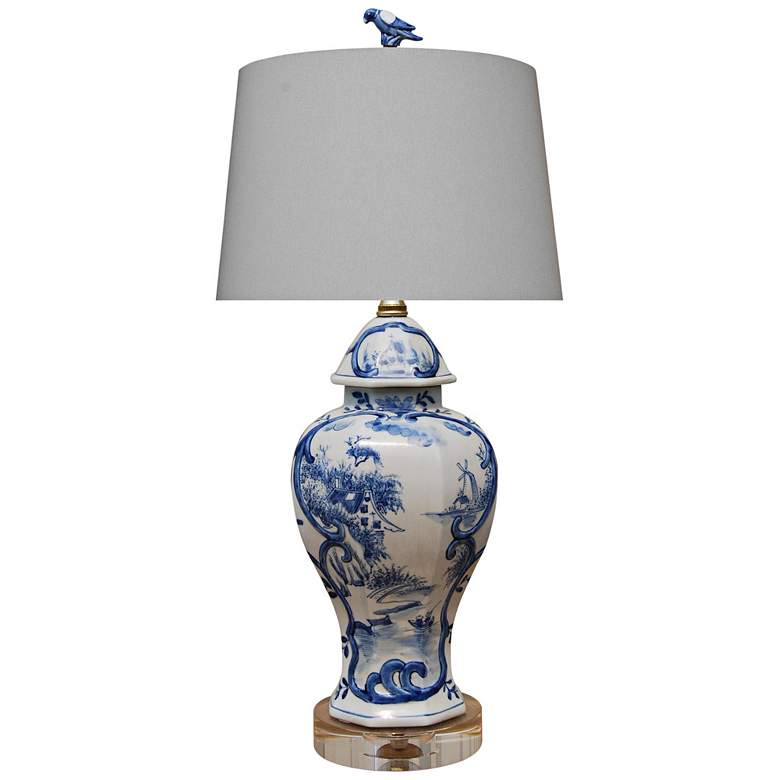 Image 1 Marie Blue and White Porcelain Urn Accent Table Lamp