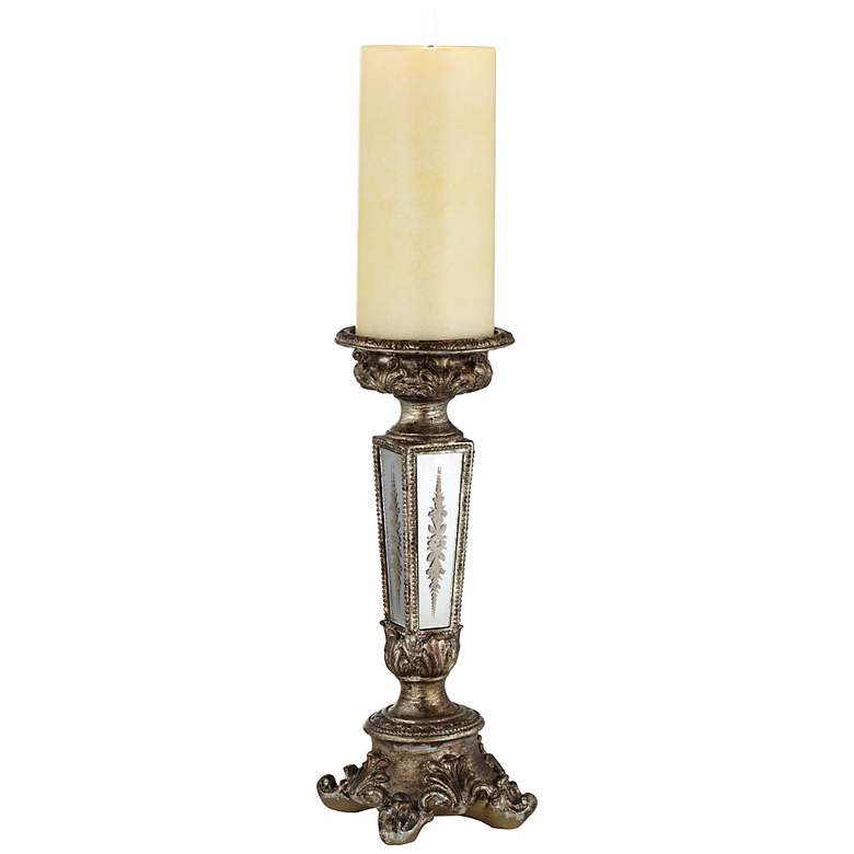 Image 1 Mariel 10 3/4 inch High Gold Mirrored Candle Holder