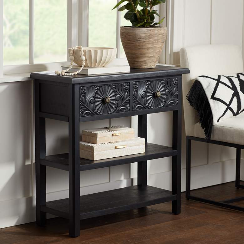 Image 1 Mariel 31 1/2 inch Wide Black 2-Drawer Console Table