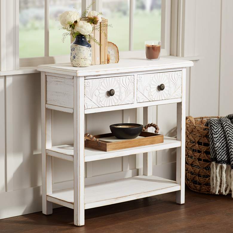 Mariel 31 1/2&quot; Wide White 2-Drawer Console Table