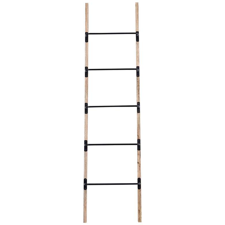 Image 1 Marieta 18 inch Wide Natural Wood Decorative Blanket Ladder