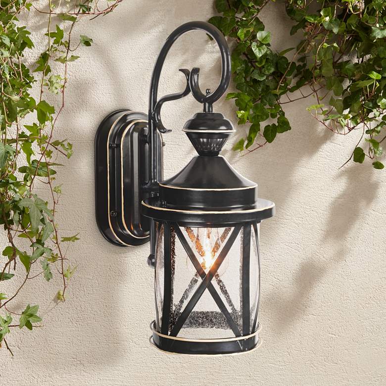 Image 1 Marietta Black 18 inch High Motion Sensor Outdoor Wall Light