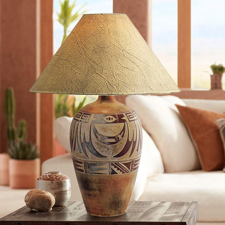 Image 1 Marigold Eagle Pattern Handcrafted Southwest Table Lamp