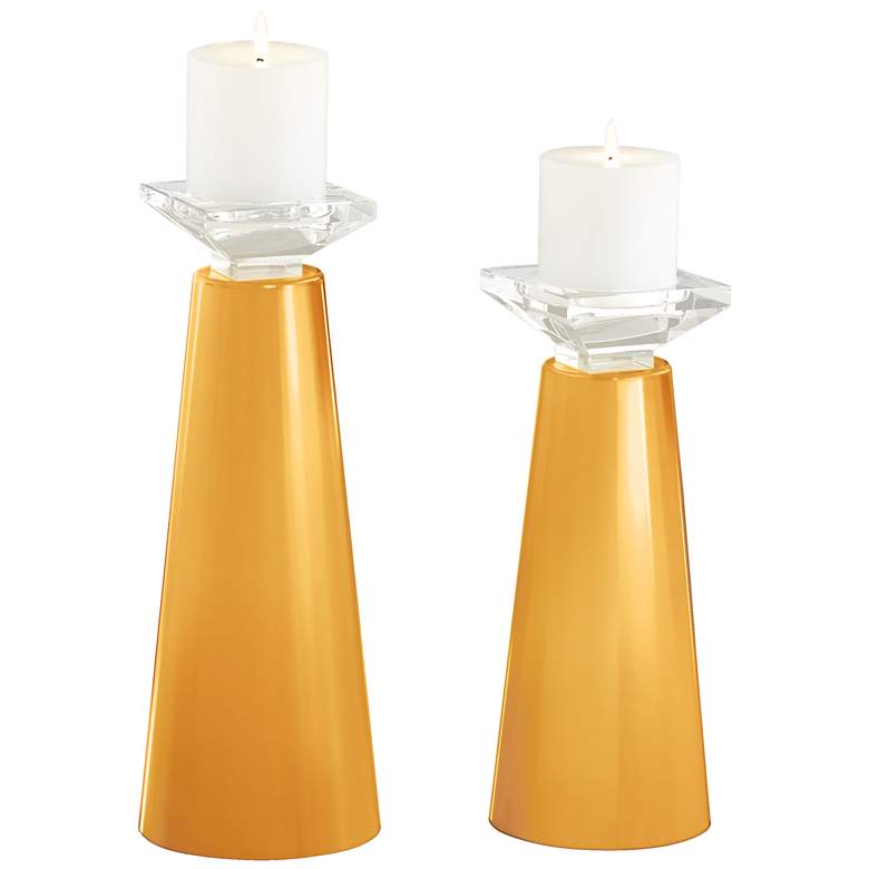 Image 2 Marigold Glass Candle Holders from Color Plus