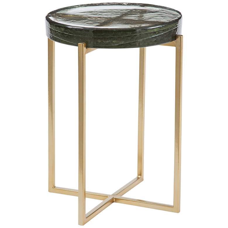 Image 1 Marilee 14" Wide Gold Cast Glass Round Accent Table