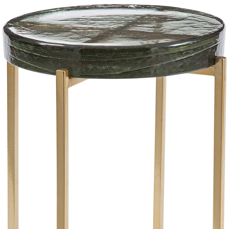 Image 2 Marilee 14" Wide Gold Cast Glass Round Accent Table more views