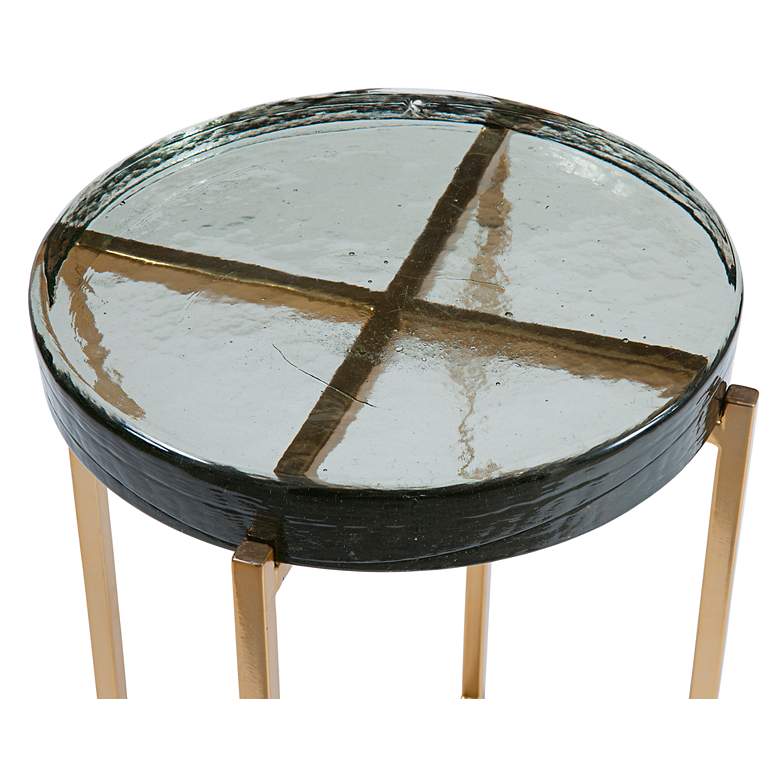 Image 3 Marilee 14" Wide Gold Cast Glass Round Accent Table more views