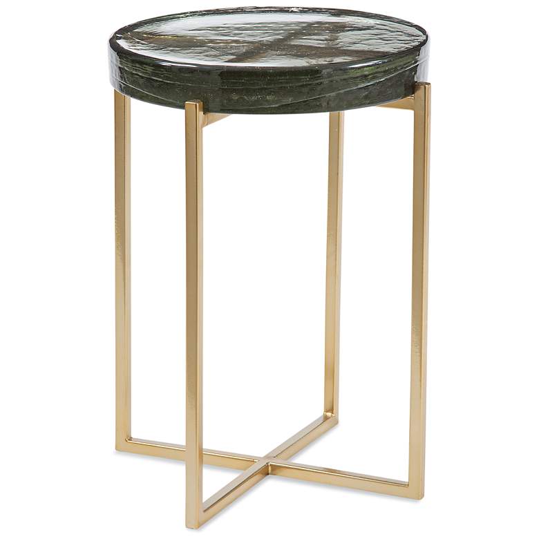 Image 4 Marilee 14" Wide Gold Cast Glass Round Accent Table more views