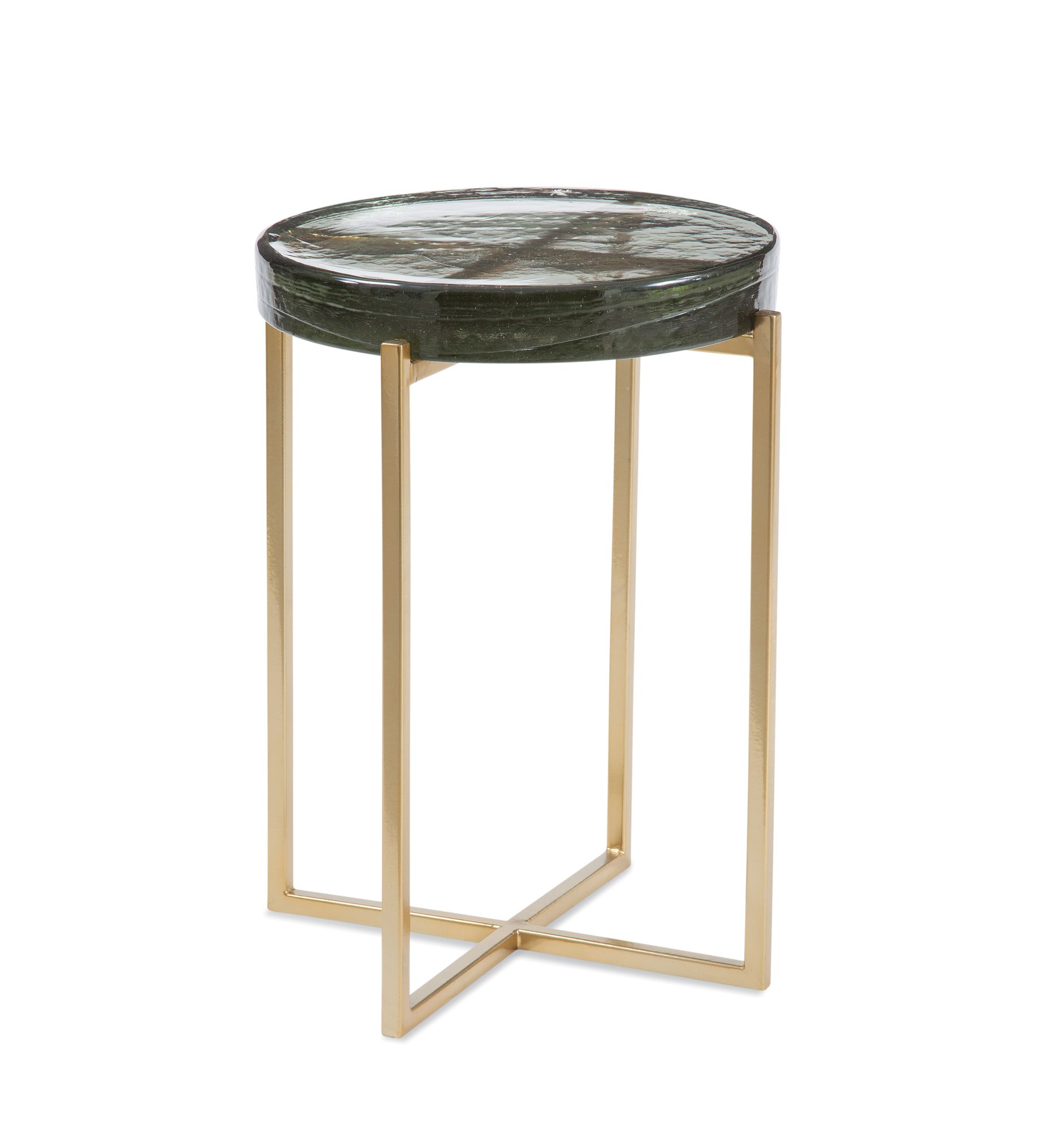 Image 2 Marilee 15" Wide Gold Cast Glass Round Accent Table more views