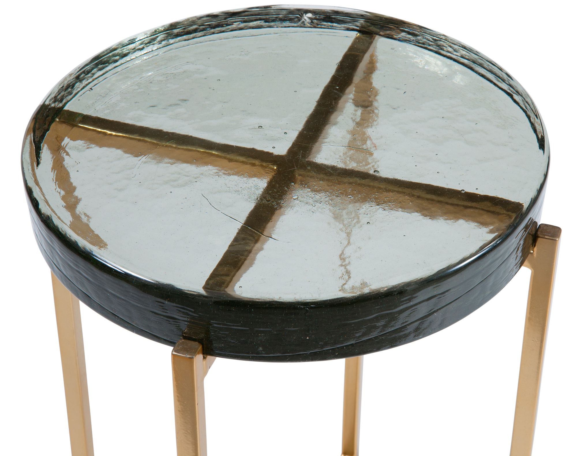 Image 3 Marilee 15" Wide Gold Cast Glass Round Accent Table more views