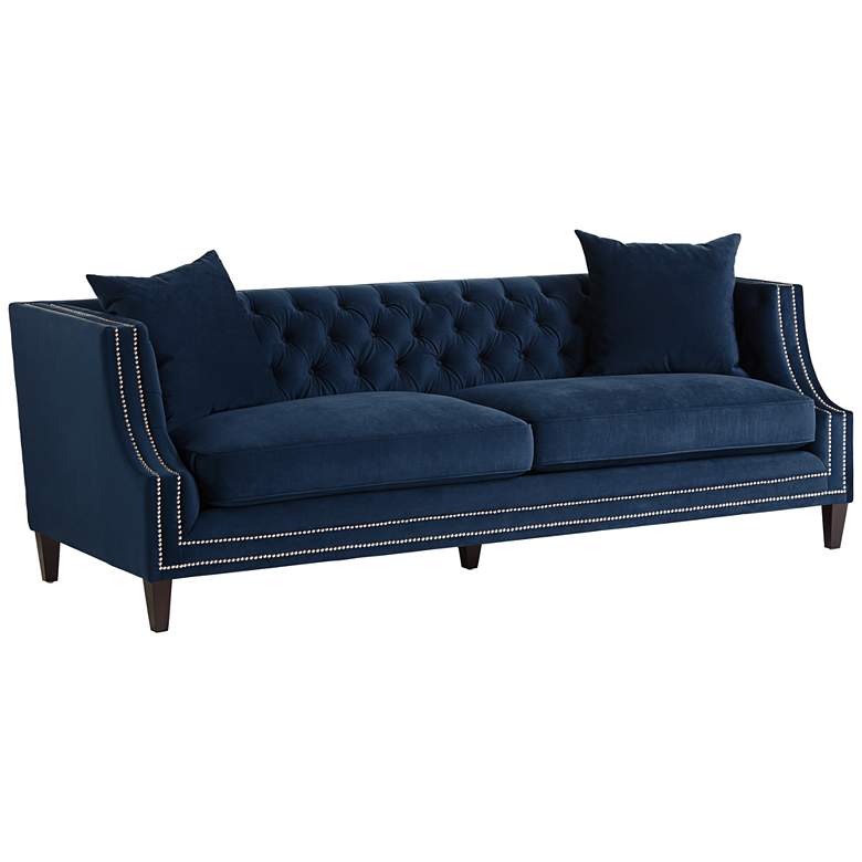 Image 3 Marilyn 93 inch Wide Blue Velvet Tufted Upholstered Sofa