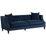 Marilyn 93" Wide Blue Velvet Tufted Upholstered Sofa in scene
