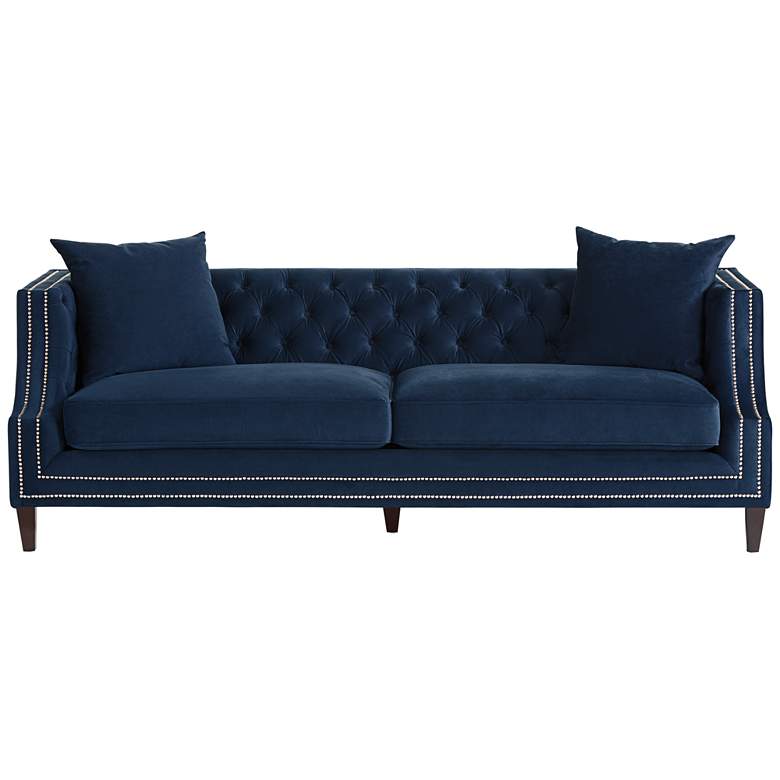 Image 6 Marilyn 93" Wide Blue Velvet Tufted Upholstered Sofa more views
