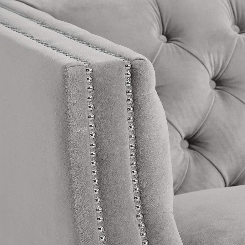 Image 4 Marilyn 93 inch Wide Gray Velvet Tufted Upholstered Sofa more views
