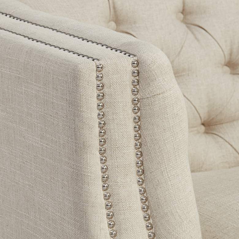 Image 4 Marilyn 93" Wide Oatmeal Natural Linen Tufted Sofa more views
