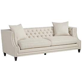 Image3 of Marilyn 93" Wide White Linen Tufted Sofa
